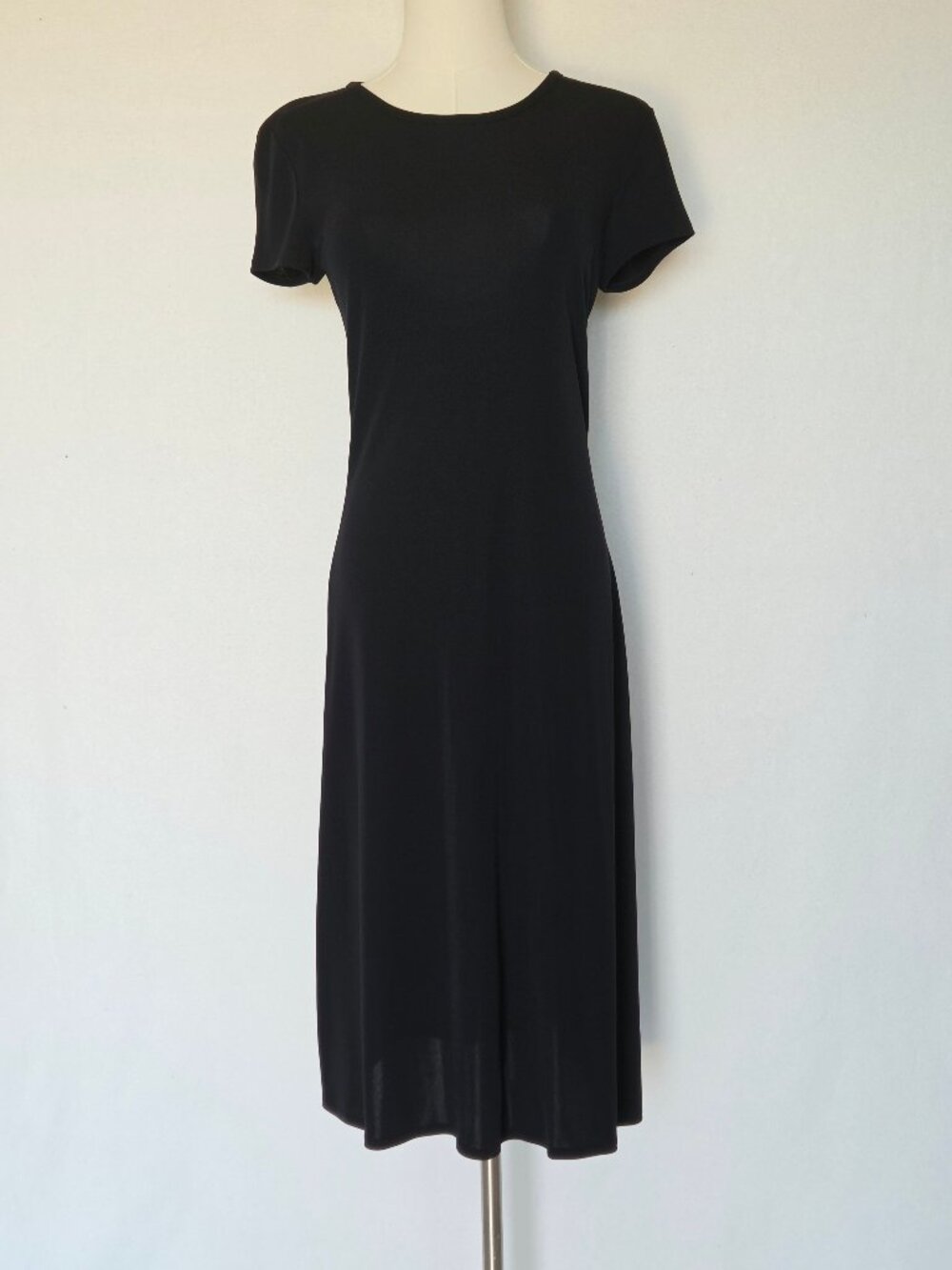 Ralph Lauren Black Label Jersey A-Line Midi Dress Short Sleeve Navy Blue